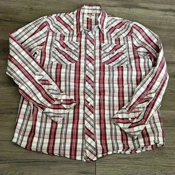 COPY - [XL] True Religion White/Red  Plaid Western LS Button Up Shirt Men - Picture 1 of 8